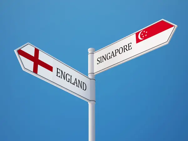 Singapore England tecken flaggor koncept — Stockfoto