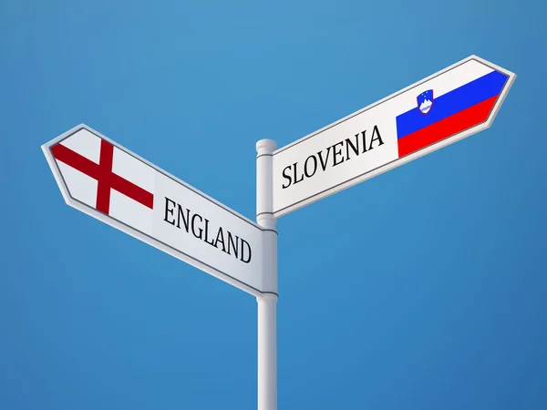 Slovénie Angleterre Signer Drapeaux Concept — Photo