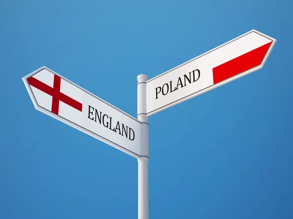 Polonia Inglaterra Sign Flags Concept —  Fotos de Stock