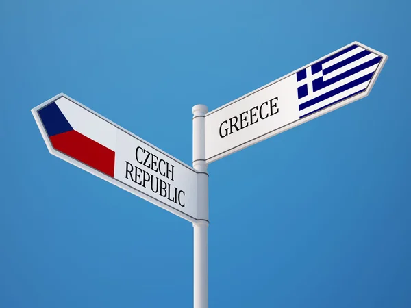 República Checa Grecia Sign Flags Concept —  Fotos de Stock