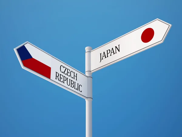 Czech Republic Japan  Sign Flags Concept — Stock Photo, Image