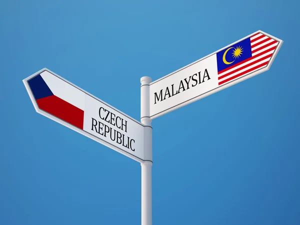 Çek Cumhuriyeti Malezya işaret bayrakları kavramı — Stok fotoğraf