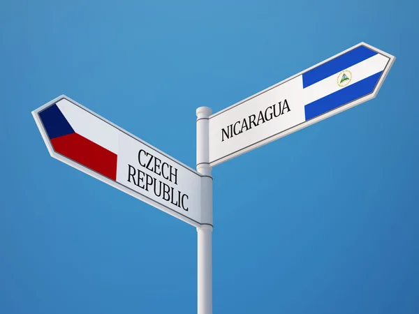 Repubblica Ceca Nicaragua Sign Flags Concept — Foto Stock