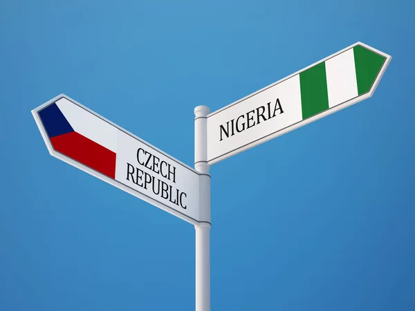 Tjeckiska republiken Nigeria tecken flaggor koncept — Stockfoto
