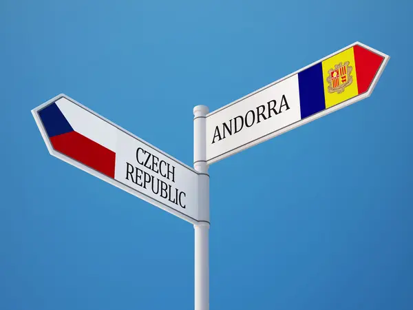 Andorra Repubblica Ceca Firmare Flags Concept — Foto Stock