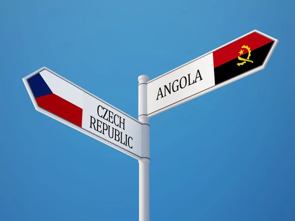 Angola tschechische republik unterzeichnen flaggen konzept — Stockfoto