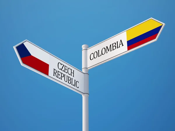 Colombia Tjekkiet Tegnflag Concept - Stock-foto