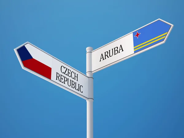 Aruba tschechische republik unterzeichnen flaggen konzept — Stockfoto