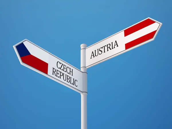 Austria Czech Republic  Sign Flags Concept — Stock Photo, Image
