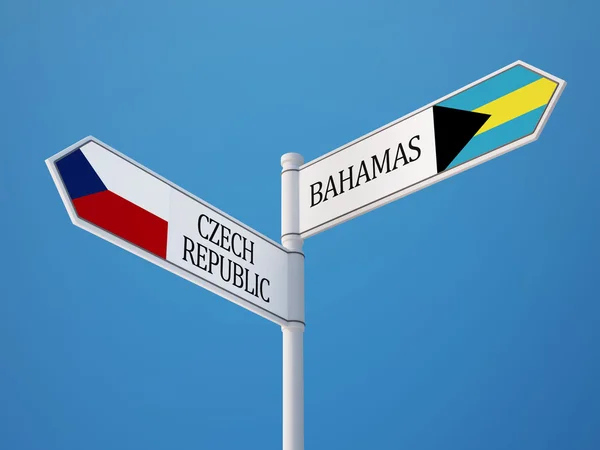 Bahamalar Çek Cumhuriyeti işaret bayrakları kavramı — Stok fotoğraf