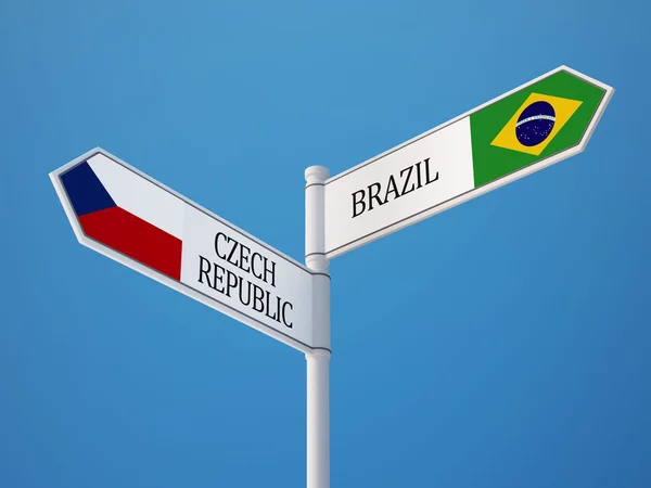 Brazil Czech Republic  Sign Flags Concept — Stock Photo, Image