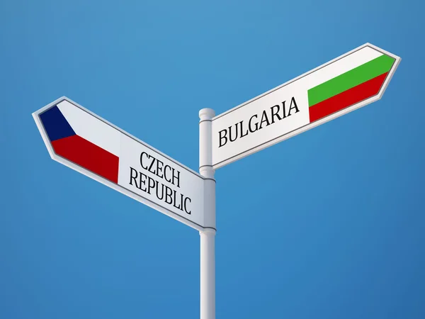 Bulgaria Czech Republic  Sign Flags Concept — Stock Photo, Image