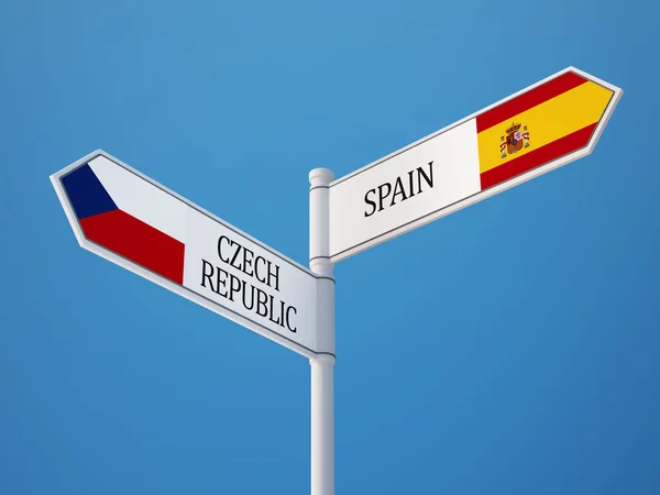 Spain Czech Republic  Sign Flags Concept — Stock Photo, Image