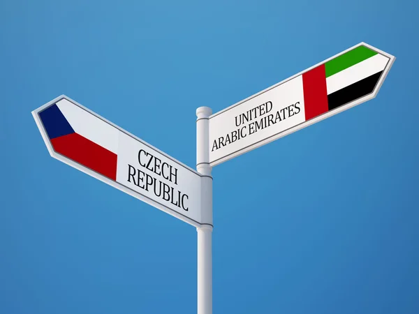 United Arab Emirates Czech Republic Sign Flags Concept — Stock Photo, Image