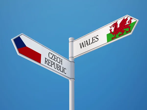 Wales Česká republika znamení příznaky koncept — Stock fotografie