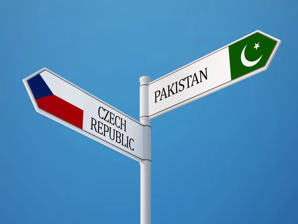 Pakistan Repubblica Ceca Firma Flags Concept — Foto Stock