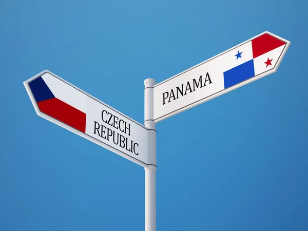 Panama République tchèque Signer Drapeaux Concept — Photo