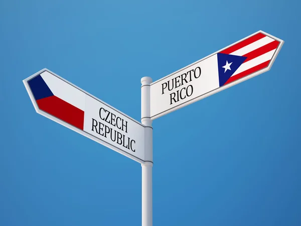 Puerto Rico República Checa Sign Flags Concept — Foto de Stock