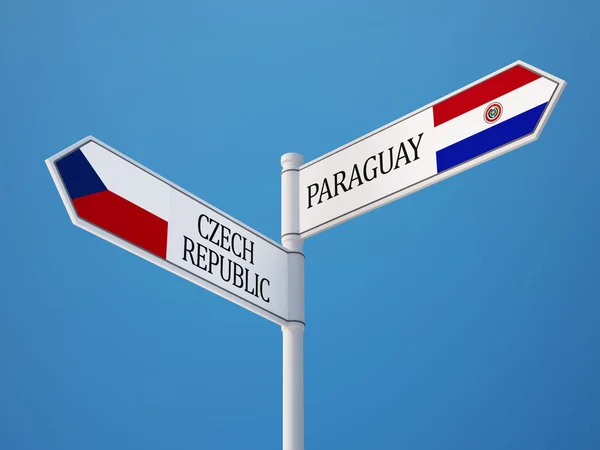 Paraguay Repubblica Ceca Firmare Flags Concept — Foto Stock