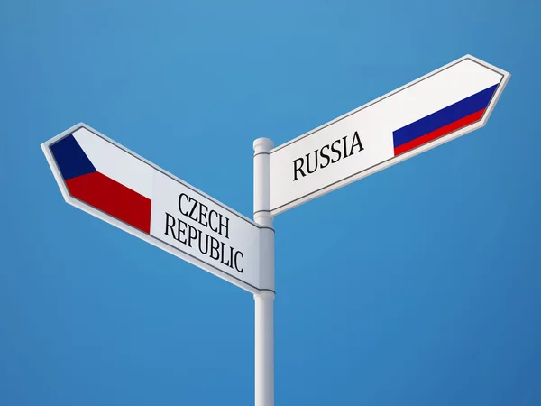 Rusland Tsjechië teken vlaggen Concept — Stockfoto