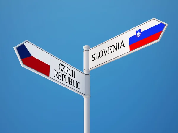 Eslovenia República Checa Sign Flags Concept —  Fotos de Stock