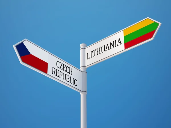 Lituania Repubblica Ceca Firma Flags Concept — Foto Stock