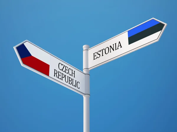 Estonia República Checa Sign Flags Concept — Foto de Stock