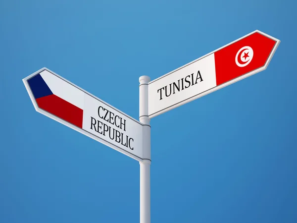 Tunisien Tjeckien underteckna flaggor koncept — Stockfoto