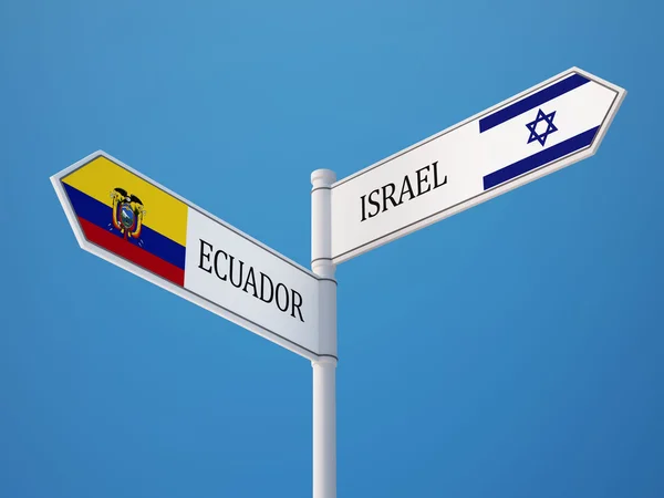 Israel Ecuador Firma Concepto de Banderas —  Fotos de Stock