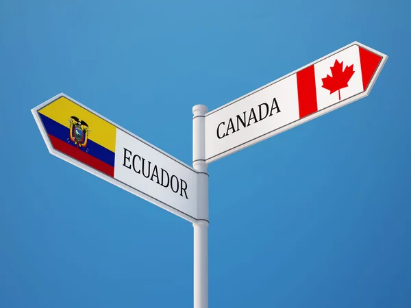 Conceito de Bandeiras de Sinais do Canadá Equador — Fotografia de Stock