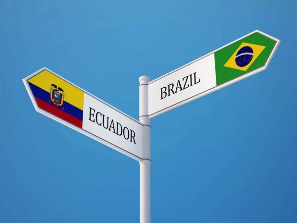 Brezilya Ekvador işaret bayrakları kavramı — Stok fotoğraf