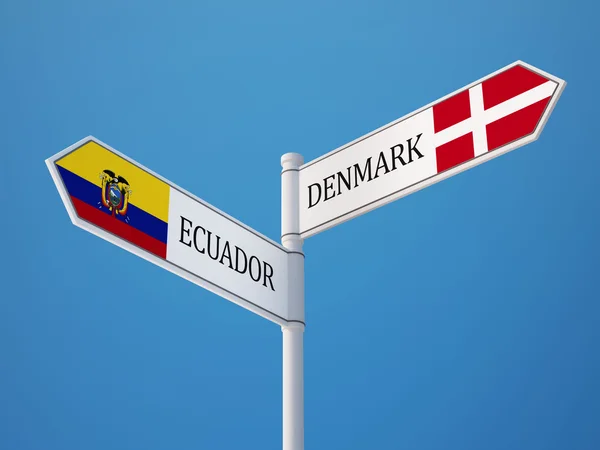 Dinamarca Ecuador Firma Concepto de Banderas — Foto de Stock