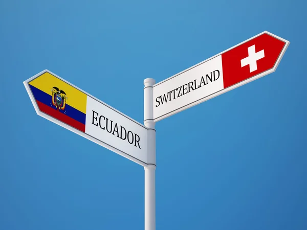 Switzerland Ecuador Sign Flags Concept — Stock Photo, Image