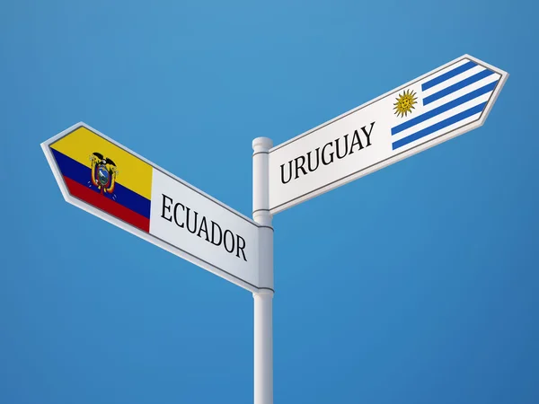 Uruguay Ecuador teken vlaggen Concept — Stockfoto