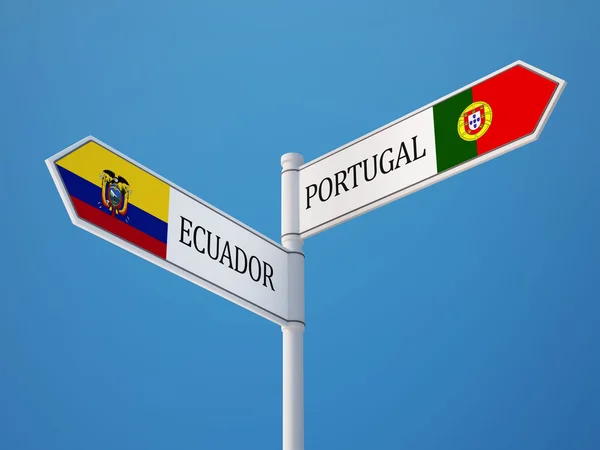 Portugal Ecuador Sign Flags Concept — Stock Photo, Image