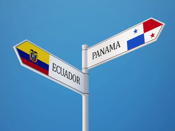 Panama Ecuador Sign Flags Concept — Stock Photo, Image
