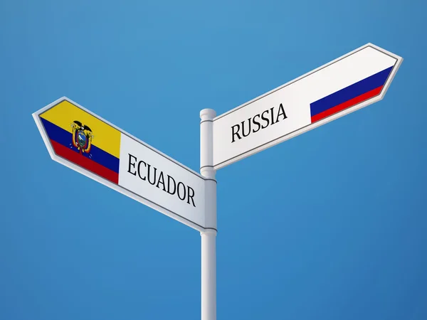 Russie Équateur Signer Drapeaux Concept — Photo