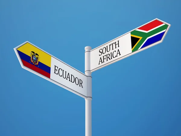 South Africa Ecuador Sign Flags Concept — Stock Photo, Image