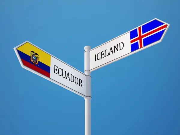 Islande Équateur Signer Drapeaux Concept — Photo