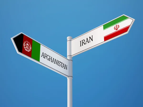 Iran Afghanistan Sign Flags Concept — Stock Photo, Image