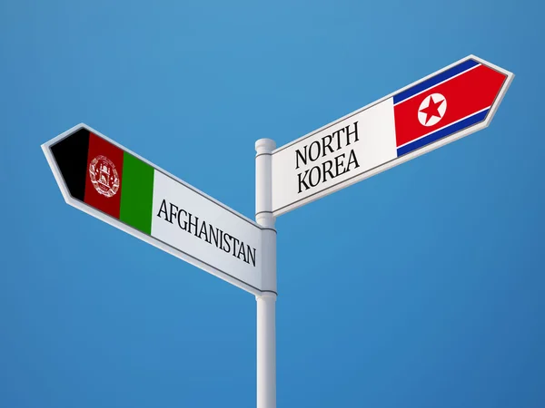 Kore Demokratik Halk Cumhuriyeti Afganistan işaret bayrakları kavramı — Stok fotoğraf