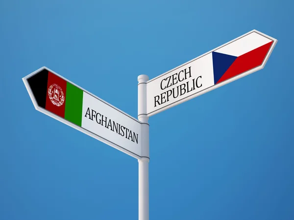 Repubblica Ceca Afghanistan Sign Flags Concept — Foto Stock