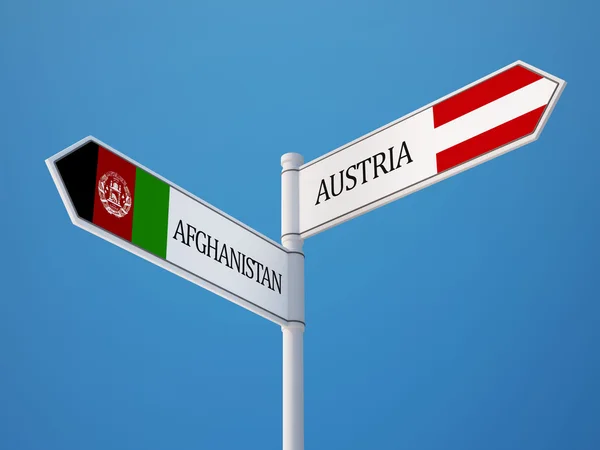 Áustria Afeganistão Signo Bandeiras Conceito — Fotografia de Stock