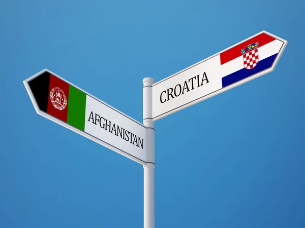 Croatia Afghanistan Sign Flags Concept — Stock Photo, Image