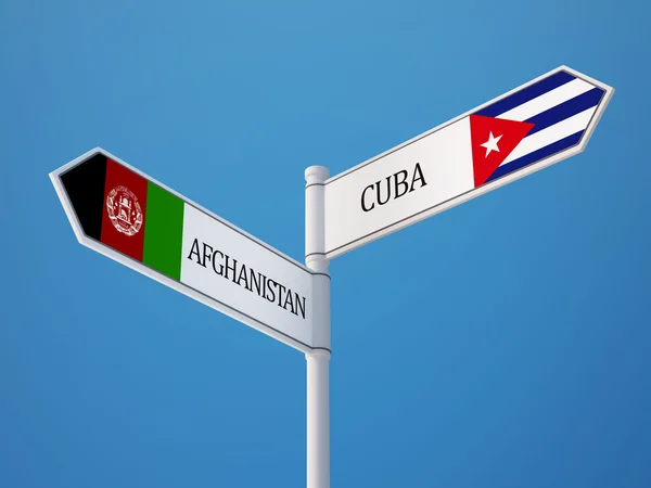 Cuba Afghanistan  Sign Flags Concept — Stock Photo, Image