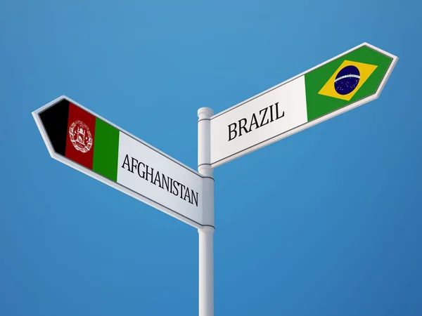 Brésil Afghanistan Signer Drapeaux Concept — Photo