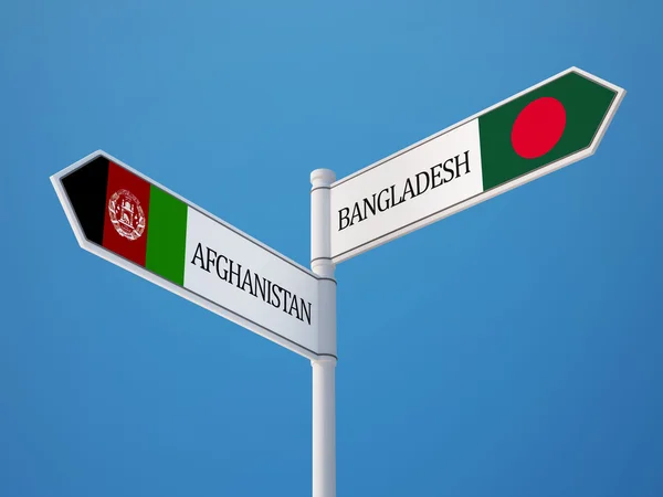 Bangladesh Afghanistan Sign Flags Concept — Stock Photo, Image