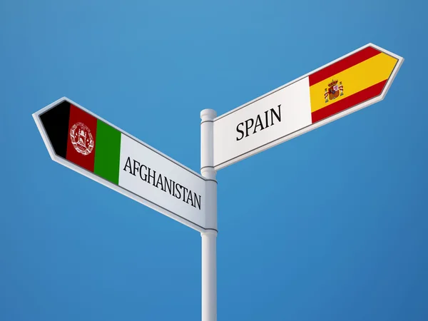 Spagna Afghanistan Firma Bandiere Concetto — Foto Stock