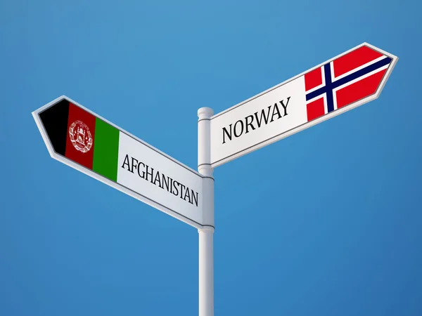 Norvège Afghanistan Signer Drapeaux Concept — Photo