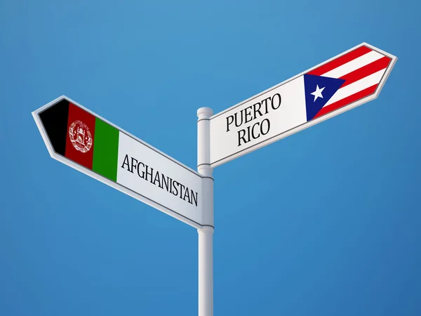 Puerto Rico Afghanistan tecken flaggor koncept — Stockfoto